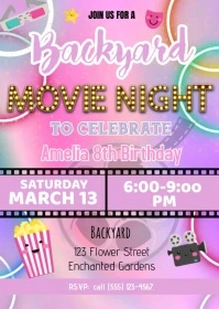 TheCardZoo Movie Film Night Cinema – Personalised Children's Birthday Party Invitations – UK Made