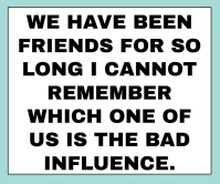 BAD AND INFLUENCE JOKE QUOTE TEMPLATE Large Rectangle