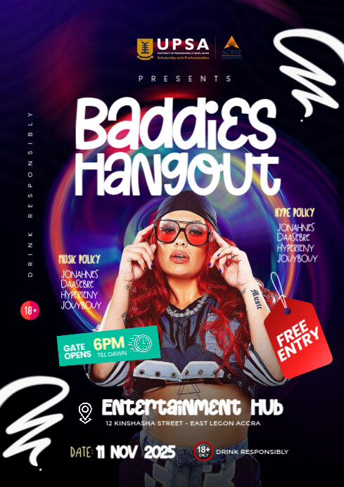 Baddies Hangout Party Design Template A4