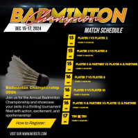Black Badminton Championship Post Instagram Template