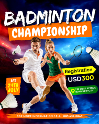 Badminton Championship tournament competition league cup social media flyers poster design backgroun Instagram Portrait template