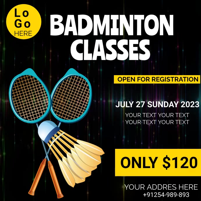 badminton classes banne Instagram-opslag template