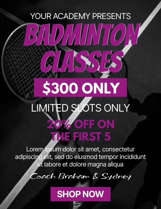 Badminton Classes Flyer (US Letter) template