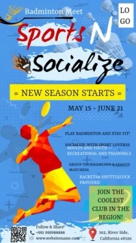 Badminton Club Story Ad Template Tampilan Digital (9:16)