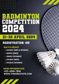 Badminton competition flyers A4 template