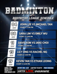 Badminton League Match Schedule Volante (Carta US) template