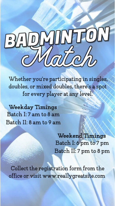 Badminton Match Instagram Story template