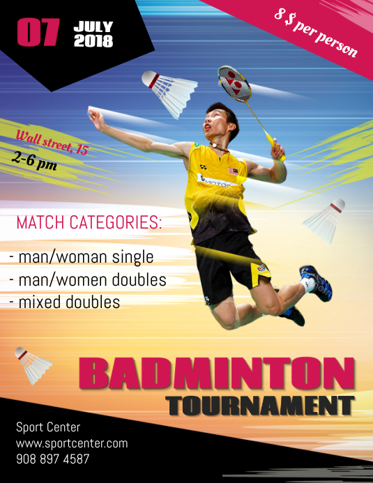Badminton Flyer Template PosterMyWall