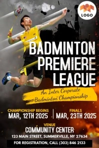 Badminton Premiere League Poster template