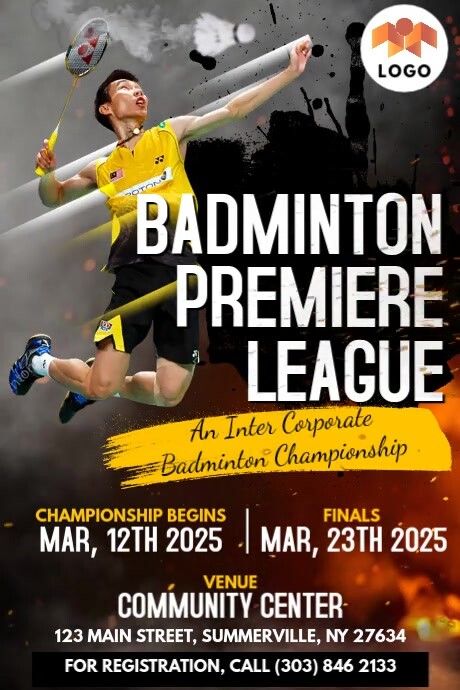 Badminton Premiere League Plakkaat template