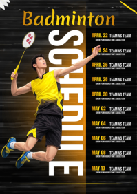 黑色 Badminton Tournament Schedule A4 Template