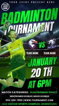 Badminton Tournament  Flyer Tampilan Digital (9:16) template