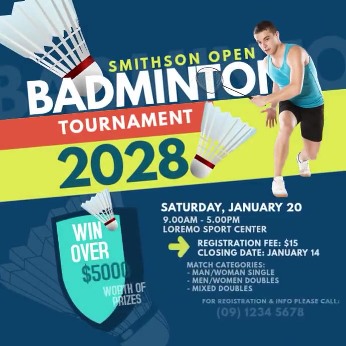 Salinan Badminton Tournament Instagram Video Post | PosterMyWall