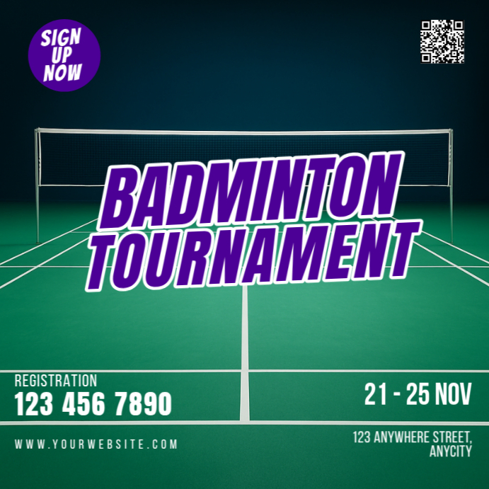 Badminton Tournament Pos Instagram Template | PosterMyWall