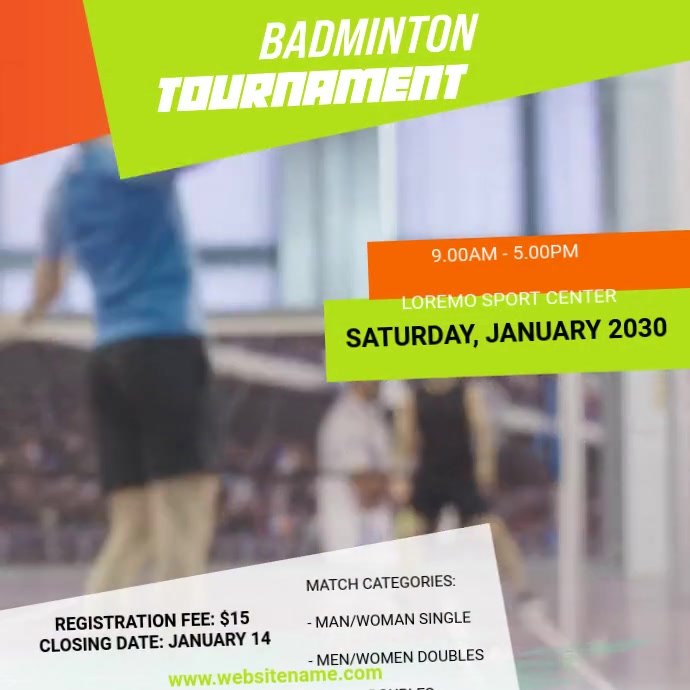 Badminton tournament Post Publicación de Instagram template