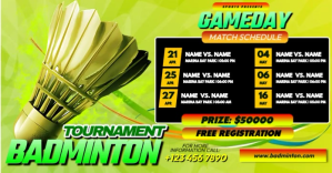 Żółty Badminton Tournament Facebook 共享图片 Template
