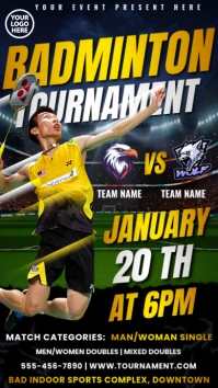 Badminton Tournament Template Ecrã digital (9:16)