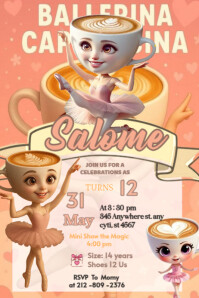 Ballerina Capuchina | memes italianos | brainrot italiano  happy Brithday party temple Póster template