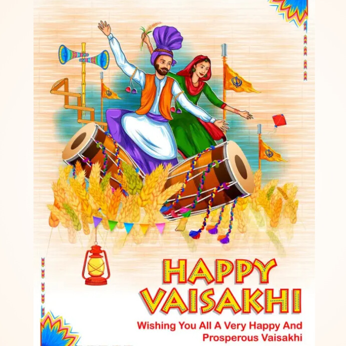baisakhi, punjab new year, harvest festival Instagram Post template