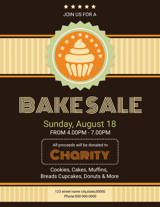 Bake Sale Flyer ใบปลิว (US Letter) template