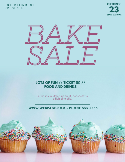 Bake Sale flyer Template Løbeseddel (US Letter)