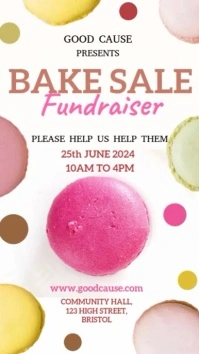 White Munching Macaron Bake Sale Digital Display Video template
