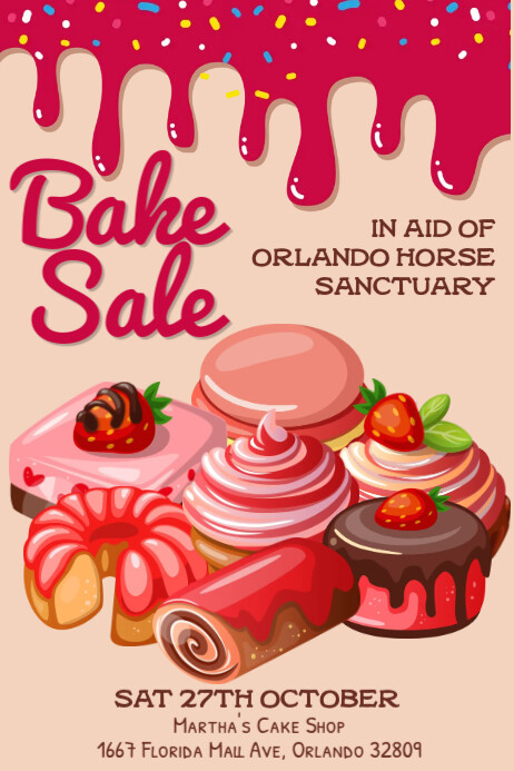 Free Red Cookies and Cakes Bake Sale Poster Template | PosterMyWall