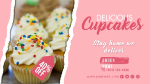 Pink Cupcake Promotion Twitter Post Template