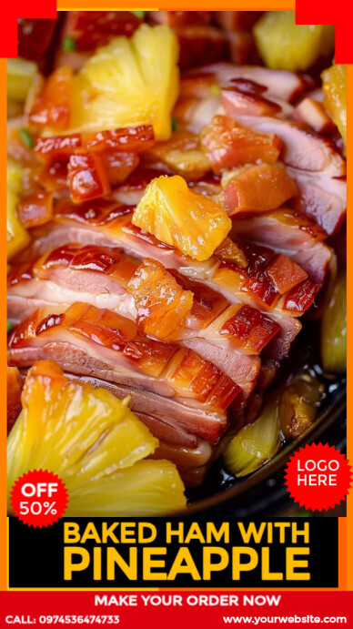 baked ham with pineapple day Instagram Story template