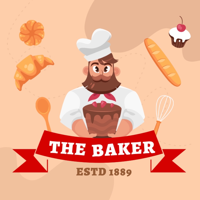 Baker Logo โพสต์บน Instagram template