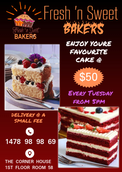 Cake Flyer Examples BAKERS CAKES FLYERS & POSTER Template | PosterMyWall