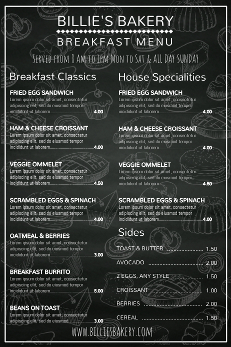 Bakery Cafe Menu Template Postermywall Bakery Cafe Menu Template Postermywall