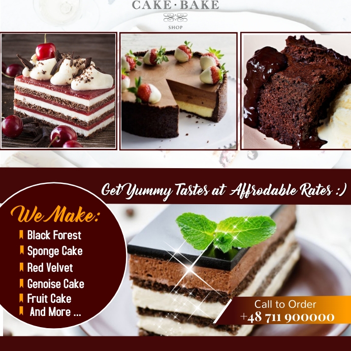 BAKERY CAKE SHOP FLYER POSTER offer Сообщение Instagram template