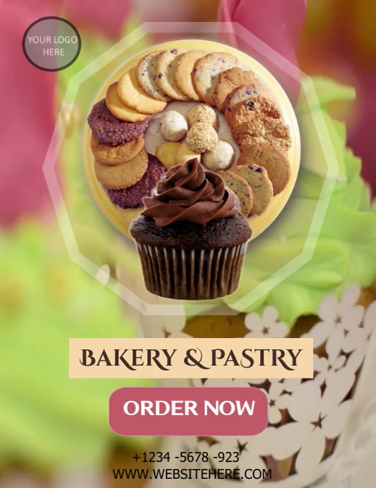BAKERY CAKES, bakery and pastry shopflyer ad Ulotka (US Letter) template