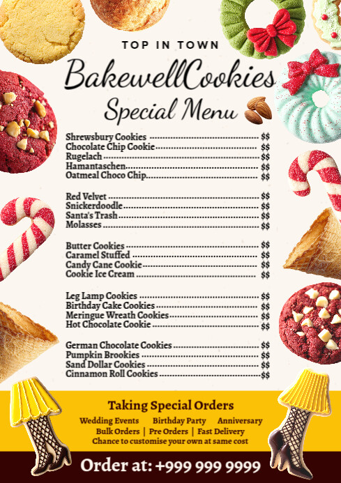 Bakery Cookie Menu Template | PosterMyWall