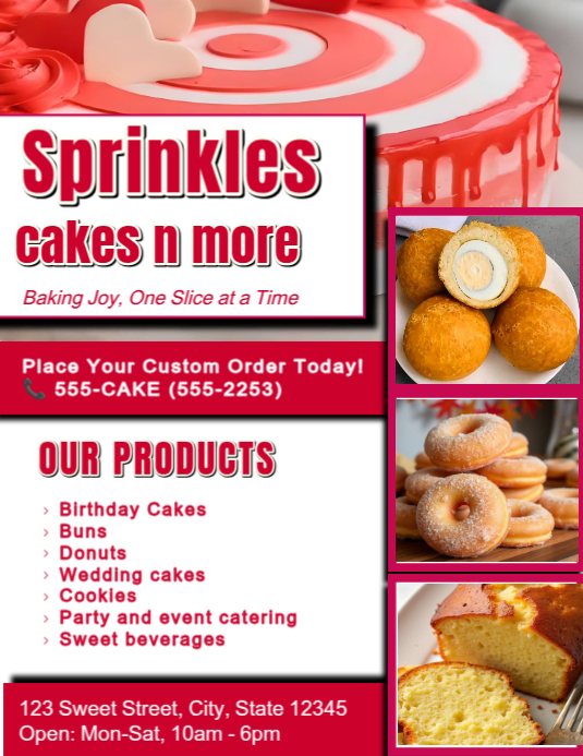 Bakery Flyer Template – Custom Cake, Donut & Pastry Shop Advertising Design Iflaya (Incwadi ye-US)