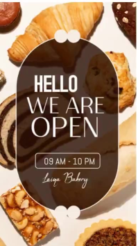 Brązowy Bakery Opening Announcement Instagram Story Template