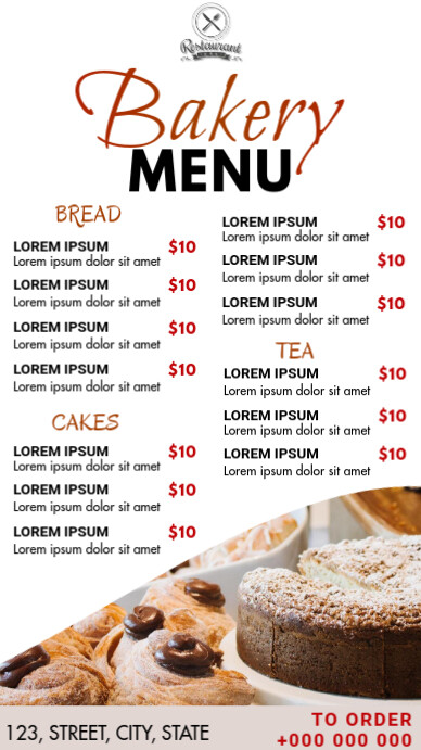 Bakery Menu Template | PosterMyWall