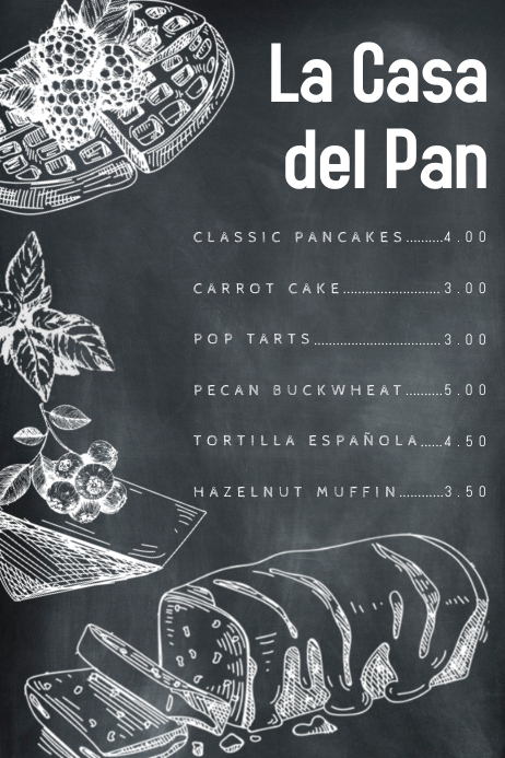 Bakery Menu Design Template Poster