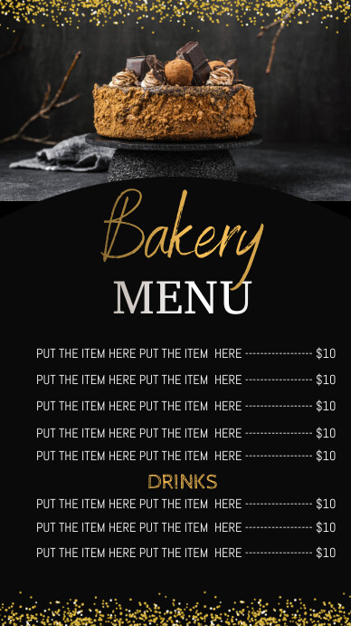 Cakes Menu Display Bakery menu digital display Template | PosterMyWall