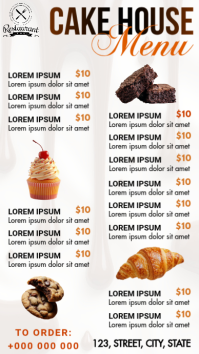 白色 Bakery Menu Digital Display Template