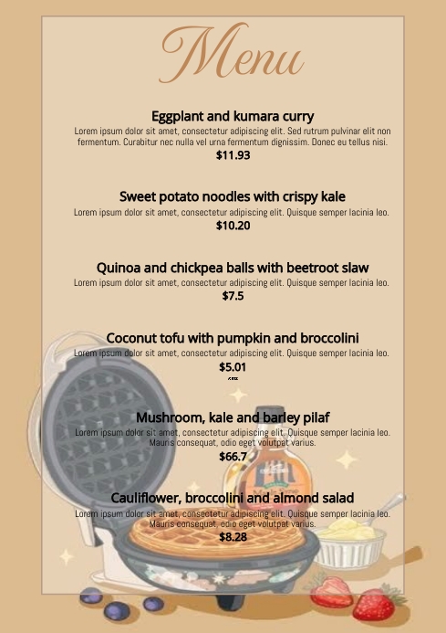 Cookshop Menu Esta plantilla de diseño no está disponible | PosterMyWall
