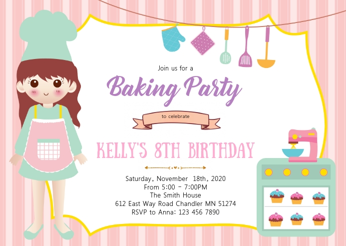 Baking birthday party invitation Template | PosterMyWall