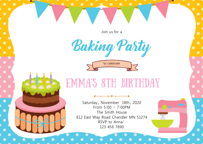 Baking Birthday Party Invitation Template Postermywall