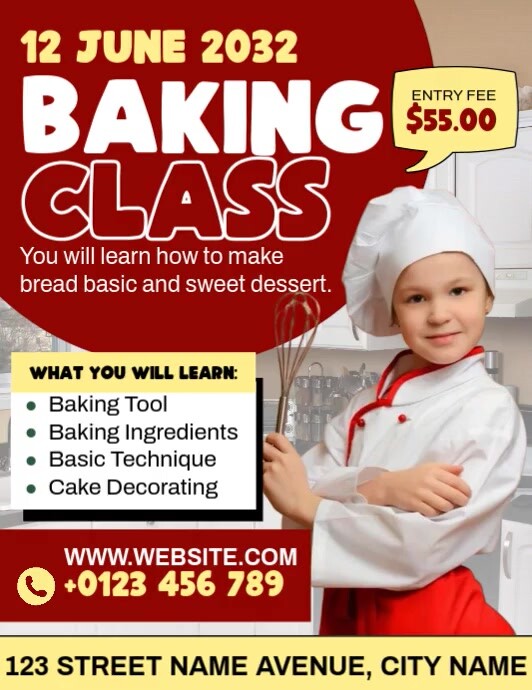 Baking Class 传单(美国信函) template
