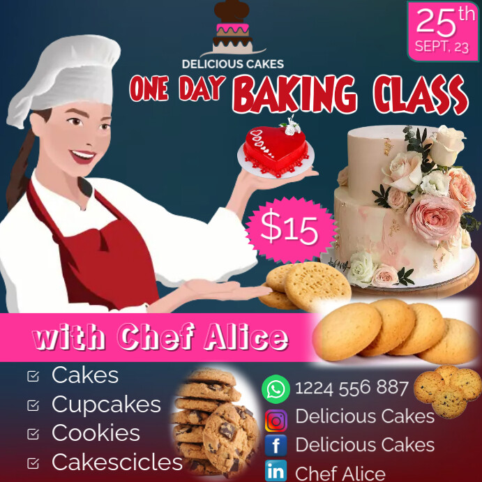 Baking Course Design BAKING CLASS POSTER Template | PosterMyWall