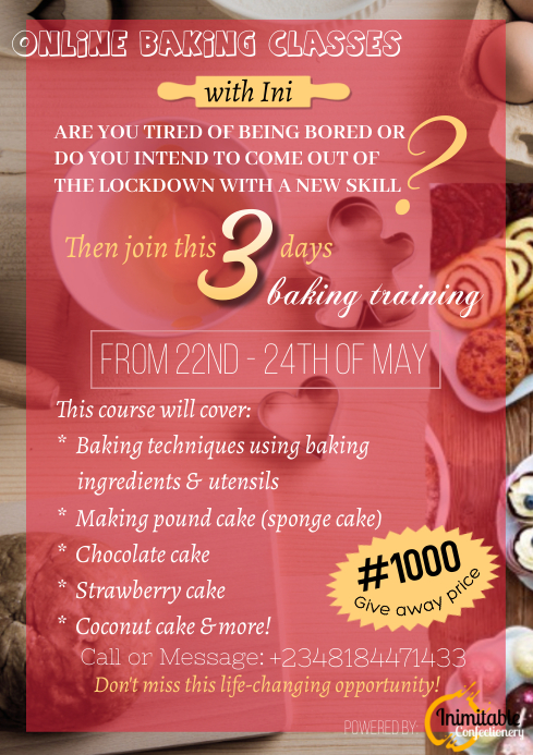 baking classes Template | PosterMyWall