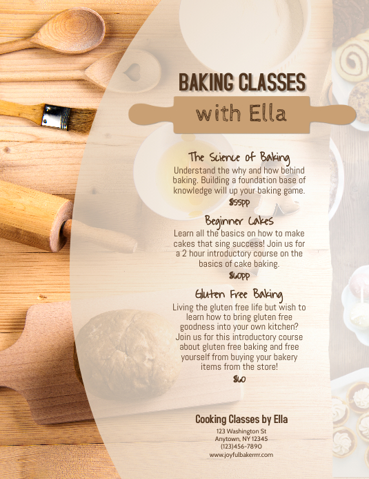 Baking Course Templets Copy of Pastry or Bread Baking Class Flyer Template | PosterMyWall
