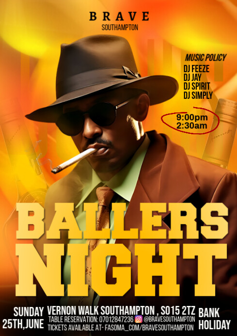 Baller night party A4 template