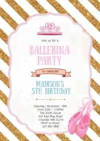 9 200 Ballerina Birthday Invitation Customizable Design Templates Postermywall